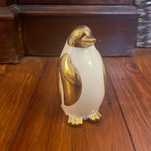 White and Gold Ceramic Penguin Figurine